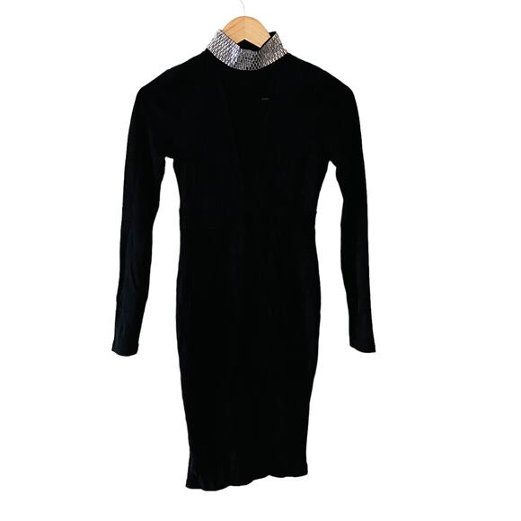 Fashion Nova Another Dream Mock Neck Suede Dress Size S Small NWT Black - Picture 2 of 10